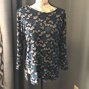 Vintage sheer butterfly and floral pattern top